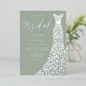 セージ&シルバーエレガンスブライダルシャワー 箔招待状 (立ち正面)