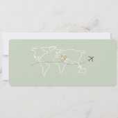 セージ セーブ・ザ・デート 搭乗券 世界地図 QR 招待状 (裏面)