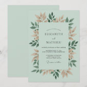セージ タン ボタニカル ロマンス ウェディング 招待状 (正面/裏面)
