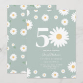 セージ デイジー 50歳の誕生日招待状 招待状 (正面/裏面)