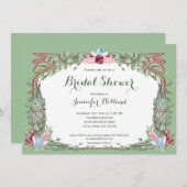 セージ&バラハーブクリスタルブーケブライダルシャワー 招待状 (正面/裏面)