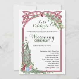 セージ&バラハーブクリスタルブーケベビーウィッカニング 招待状