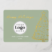 セージ ビジネス ロゴ クリスマス サンクス フォイル カード (正面)