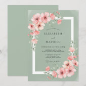セージ ピンク ブルーム ロマンス ウェディング 招待状 (正面/裏面)