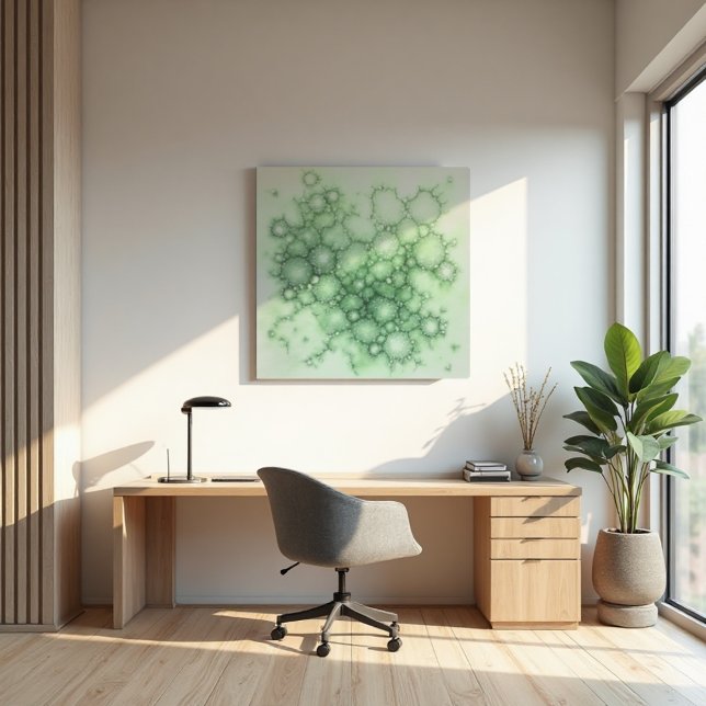 セージ・フェネストレート・リチェン メタルプリント (Luminous sage lichen patterns on sleek metal. Modern organic art for sophisticated spaces.)