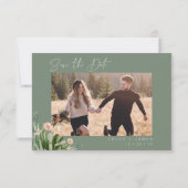 セージ フラワリング カクタス ウェディング セーブ・ザ・デート カード (裏面)