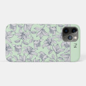 セージ フラワー モノグラム iPhone / iPad カバー (裏面(横))