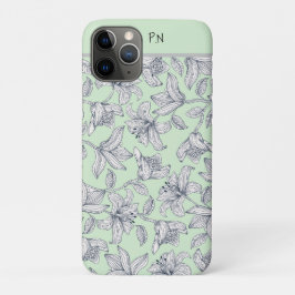 セージ フラワー モノグラム iPhone / iPad カバー