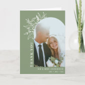 セージ フローラル アーチ フォト ウェディング 折り畳み サンキューカード (正面)