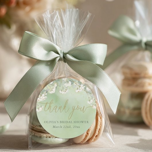 セージ フローラル ブライダル シャワー サンクス スティッカー ラウンドシール