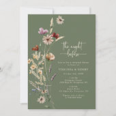 セージ フローラル 前夜のリハーサル ディナー 招待状 (正面)