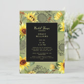 セージ&ブラックウォーター色ひまわりブライダルシャワー 招待状 (スタンド正面)