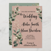 セージ＆ブラッシュトープの結婚式招待状 招待状 (正面/裏面)