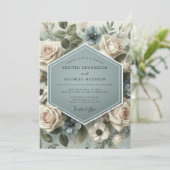 セージ ブルーム ロマンス ウェディング 招待状 (スタンド正面)