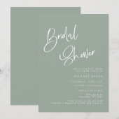 セージ ブルー/グリーン ボヘミアンスタイルのウェディングシャワー招待状 招待状 (正面/裏面)