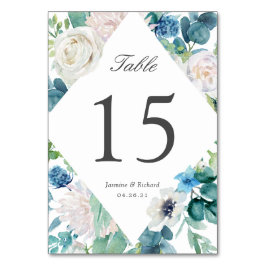 セージ ブルー フラワー ウェディング テーブルナンバー