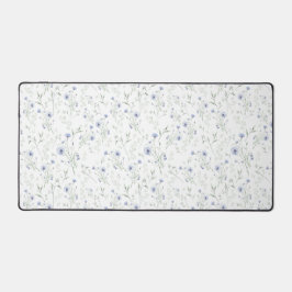 セージ ブルー 水彩 フラワーフェミニン オリジナル ネーム デスクマット