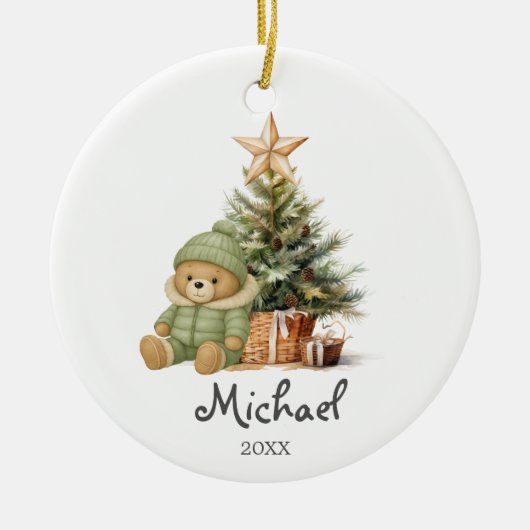 セージ・ベア・ツリー 赤ちゃんの初めてのクリスマス オーナメント (正面)