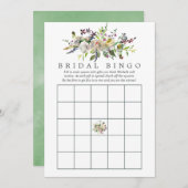 セージ&ホワイトウォーター色フローラブライダルシャワービンゴ 招待状 (正面/裏面)