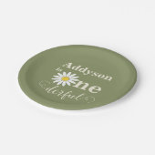 セージ&ホワイトファースト誕生日デイジー ペーパープレート (アングル)