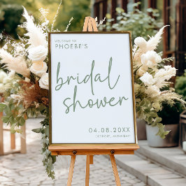セージ&ホワイトミニマリストブライダルシャワーへようこそ ポスター