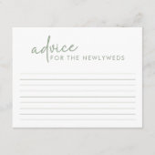 セージ&ホワイトミニマルブライダルシャワーアドバイスカード エンクロージャーカード (正面)