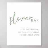 セージ&ホワイトミニマルブライダルシャワーフラワーバー ポスター (正面)