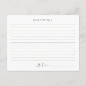 セージ&ホワイトミニマルブライダルシャワーレシピカード エンクロージャーカード (裏面)