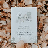 セージ&ホワイト – フローラカボチャ秋ベビーシャワー 招待状