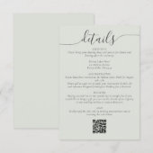 セージ ボヘミア スクリプト シンプル ウェディング ディテール エンクロージャーカード (正面/裏面)