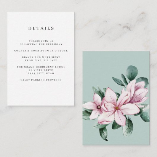 セージ |マグノリア結婚ズホテル詳細アコモデーション エンクロージャーカード (正面/裏面)