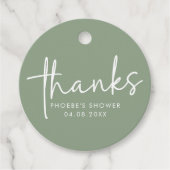 セージ ミニマリスト スクリプト ブライダル シャワー フェイバータグ (正面)