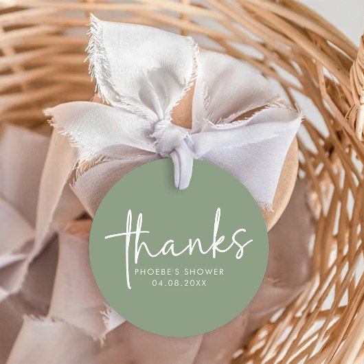 セージ ミニマリスト スクリプト ブライダル シャワー フェイバータグ