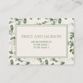 セージ モス グリーン リーフ クリーム ウェディング レジストリー エンクロージャーカード (正面)