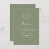 セージ モダン シンプル リーフ クレスト 結婚式 披露宴 エンクロージャーカード (正面/裏面)