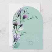 セージ ユーカリ パープル ウォーターカラー フローラル ウェディング 招待状 (裏面)