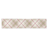セージ・ラズベリークリーム斜め格子模様 ショートテーブルランナー (横)