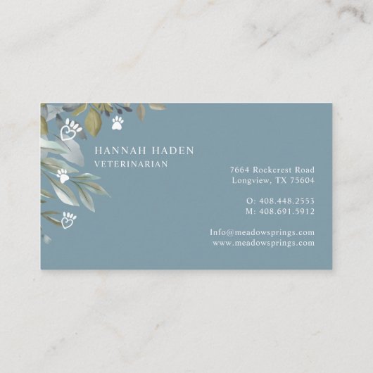 セージ&リーフウォーターカラーグリーナリーペットポープリント 名刺 (裏面)