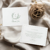 セージ・ワイルドフラワーモノグラム結婚のサンキューカード サンキューカード