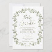 セージ ヴィンテージ コケッテ フラワーベイビースプリンクラー 招待状 (正面)