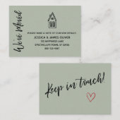 セージ「引っ越しました」カードとリトルハウススケッチ 名刺 (正面/裏面)