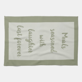 セージ – 白 キッチンタオル