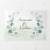 セージ&素朴金ゴールドユーカリプタスボタニカル結婚ズ | 三つ折り招待状 (カバー)