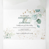 セージ&素朴金ゴールドユーカリプタスボタニカル結婚ズ | 三つ折り招待状 (内部中)