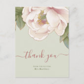 セージ&赤面牡丹フローラブライダルシャワーありがとう ポストカード (正面)