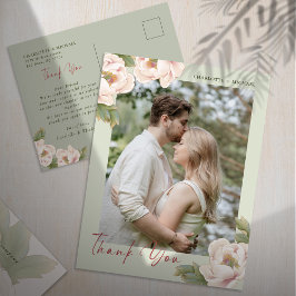 セージ&赤面牡丹フローラ写真結婚の感謝 ポストカード