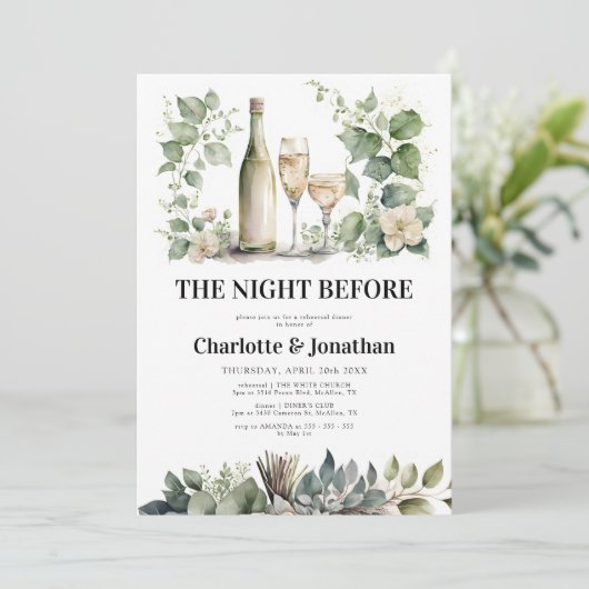 セージ&金ゴールドエレガントリハーサルディナー 招待状 (スタンド正面)