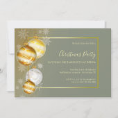 セージ&金ゴールドフェスティバルクリスマスパーティー 招待状 (正面)