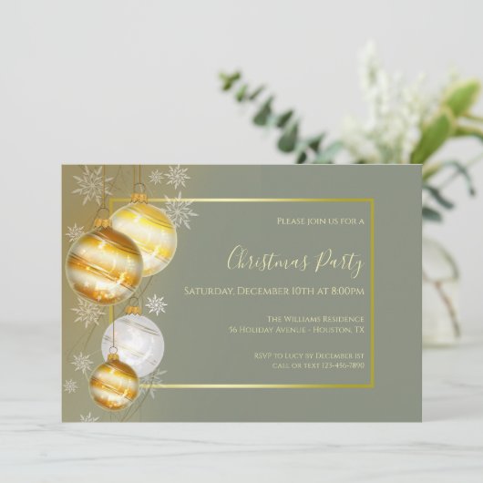 セージ&金ゴールドフェスティバルクリスマスパーティー 招待状 (スタンド正面)
