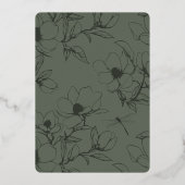 セージ&金ゴールドフローラフォイル結婚式招待状 箔招待状 (裏面)